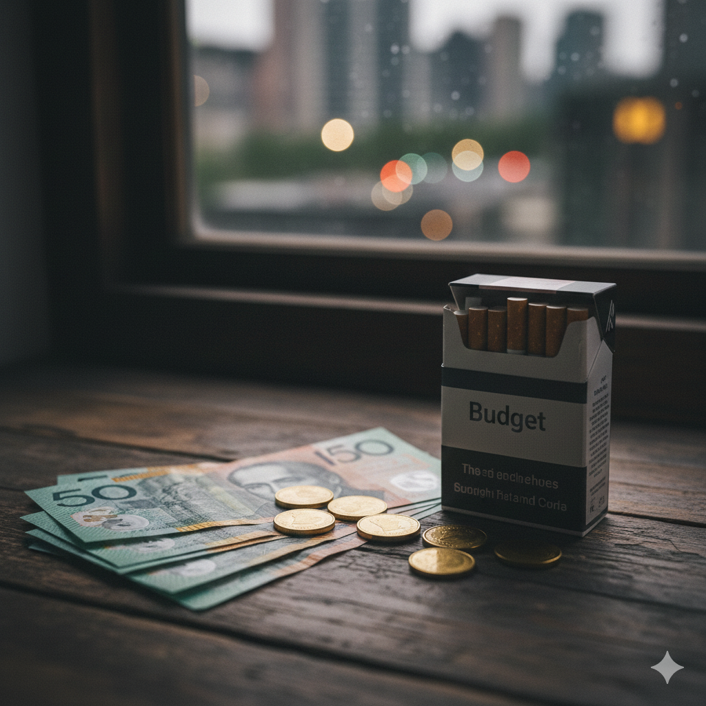 Studio shot of Manchester Red cigarettes pack and lighter, emphasizing the full-flavour strength for the product review.