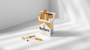 Clean studio shot of Marlboro Gold cigarette pack Austral